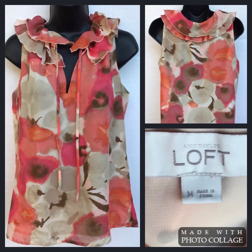 Ann Taylor Loft Women Floral Sleeveless Blouse M